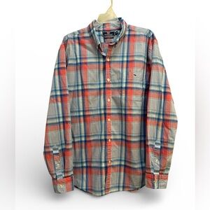 Vineyard Vines Shirt Slim Fit Tucker Mens Size XL Long Sleeve Blue Pink Plaid